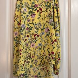 LOFT Yellow Floral Patterned Skirt